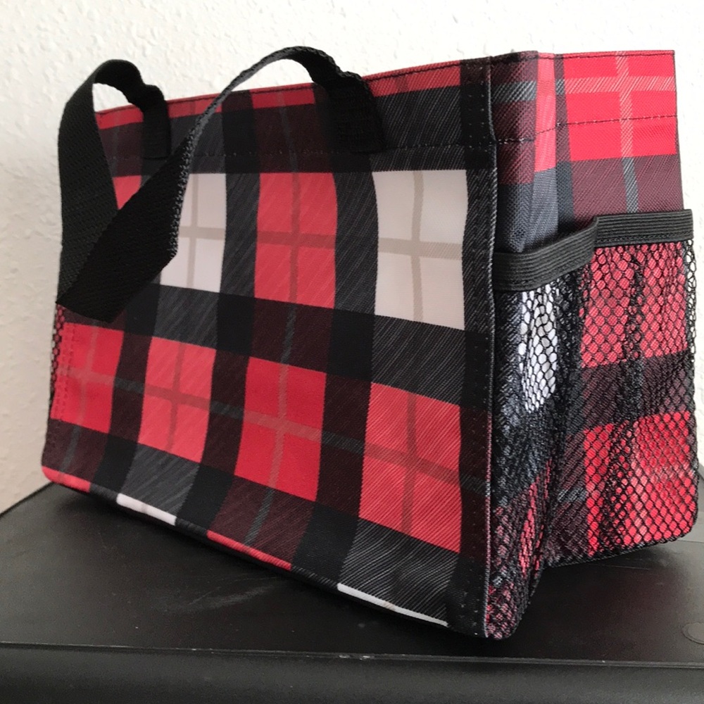 Thirty-One Red and Black Plaid Tote Bag